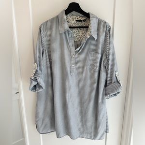 Striped Blue Quarter Button Shirt